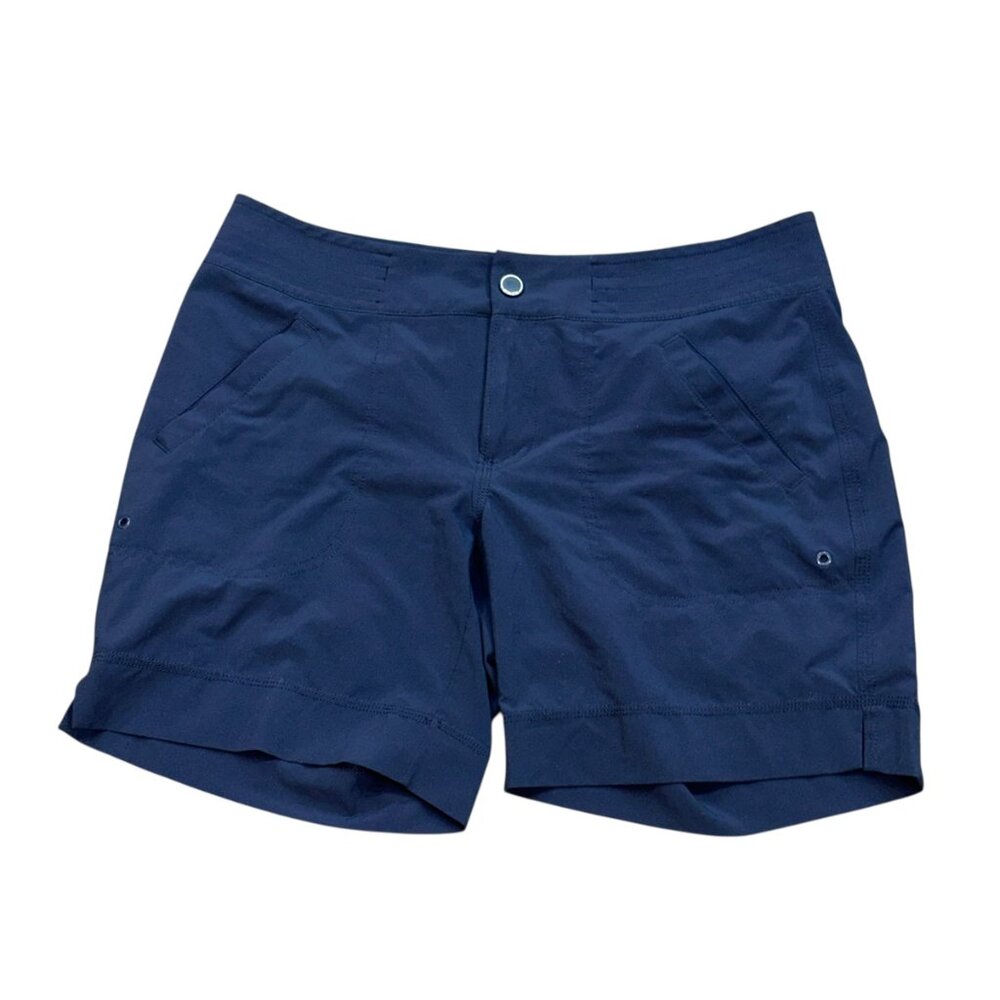 Athleta 8" Navy‎ Shorts Button Zipper Size 8 Summer Lightweight Athleisure
